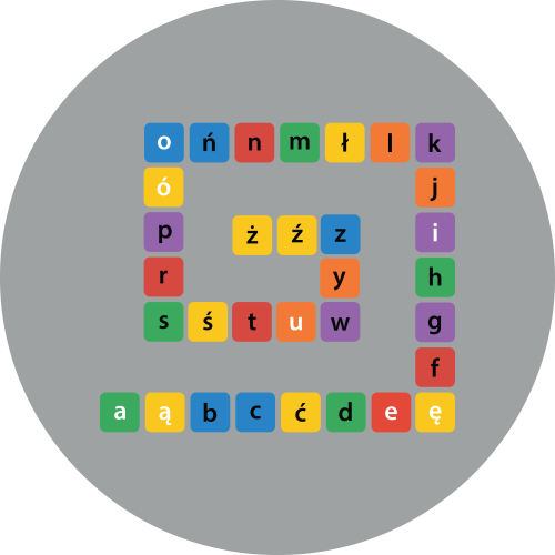 Kolorowy alfabet - ślimak1 220x190 cm - gra korytarzowa