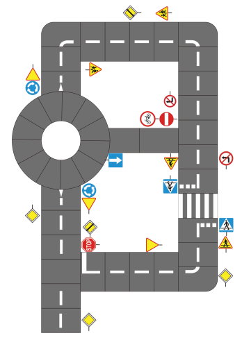 PROJEKT 1 - MIASTECZKO 10,5x16m + znaki drogowe mobilne 22 szt.