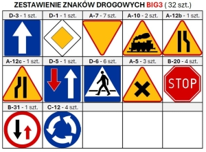 Zestaw 32 szt. BIG3 - Mini znaki drogowe malowane